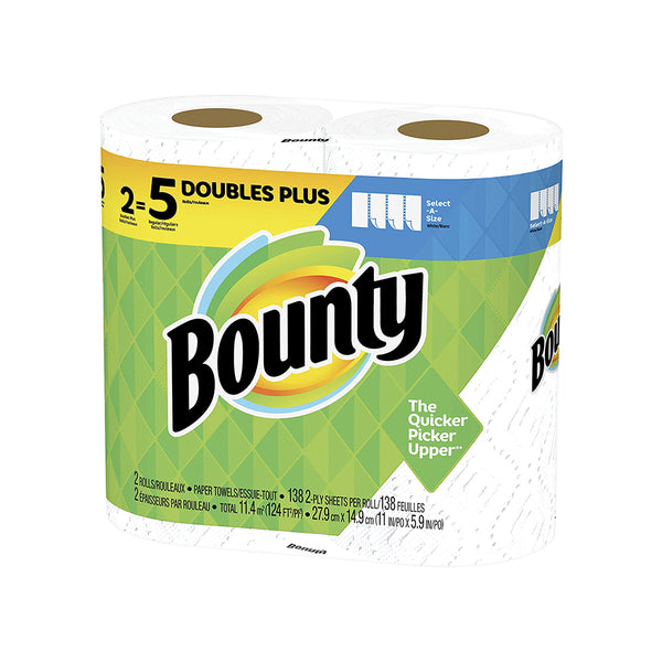 Bounty Select-A-Size Paper Towels, White, 2 Double Plus Rolls